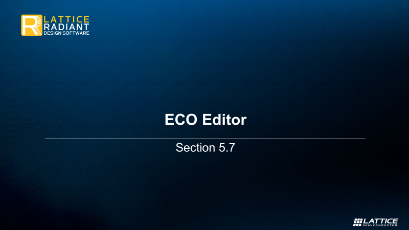 5.7 ECO Editor